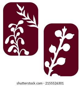 Silhouettes of plant elements on a vertical background