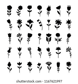 Silhouettes of plants. Icons isolated