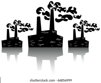 silhouettes of plants with toxic clouds