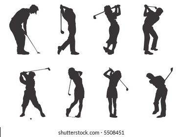 silhouettes of players of golf