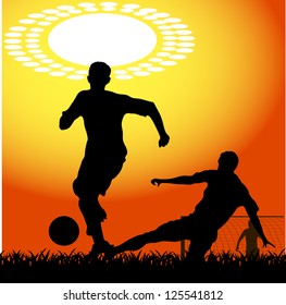 silhouettes of players in soccer