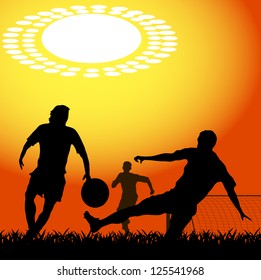 silhouettes of players in soccer