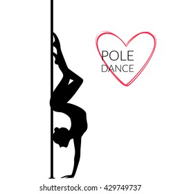 Silhouettes of a pole dance girl. Vector illustration on white background
