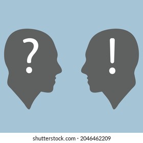 Silhouettes. Portrait. Dialogue of two men. Guys. Question and answer. Two guys are talking. Conversation. 