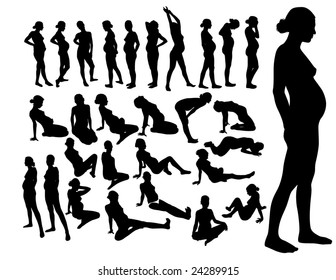 silhouettes of pregnant women
