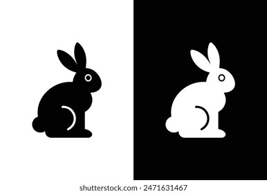 Silhouettes of rabbit, vector illustration, beautiful rabbit icon