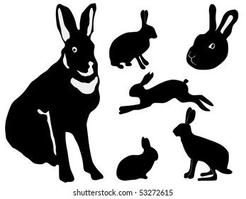 silhouettes of rabbits