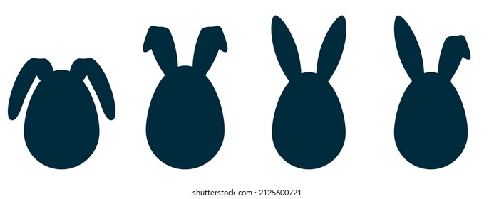 Silhouettes of rabbits and hares on a transparent background. Easter bunnies in the shape of an egg. Vector illustration.