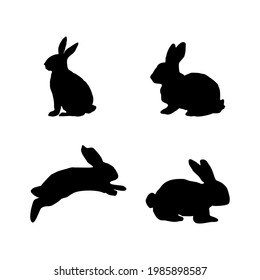 Silhouettes of rabit, vector illustration