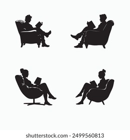 Silhouettes of Readers in Relaxed Poses