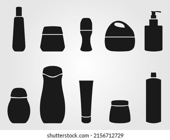 Silhouettes of recipients of cosmetics and make-up. Vector illustration.