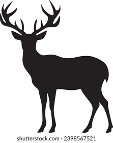 Silhouettes of reindeer isolated on white background