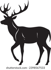 Silhouettes of reindeer isolated on white background