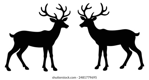 silhouettes of reindeer male and female deer 
