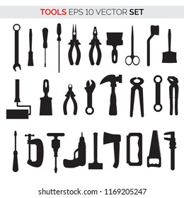 Silhouettes of repair tools .Vector illustration for your graphic design.