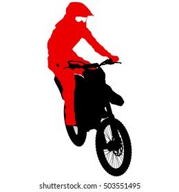 Silhouettes Rider participates motocross championship Vector illustration.