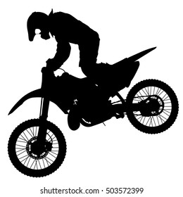 Silhouettes Rider participates motocross championship Vector illustration.