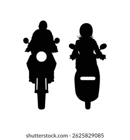 Silhouettes of riders on different motorcycle styles