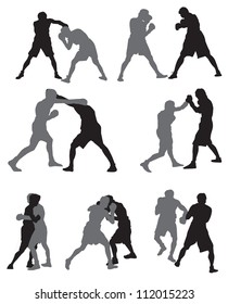 Silhouettes of rival boxers