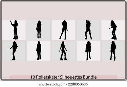 Silhouettes of roller girl,silhouette of woman riding on skates,Silhouettes of roller girl,woman in roller skate silhouette
