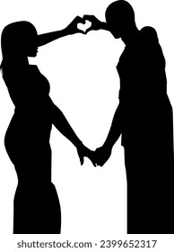 silhouettes of romantic couple vector 