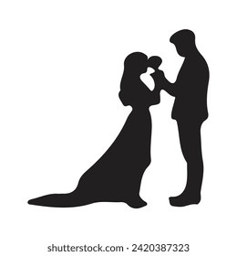Silhouettes of Romantic Loving Couples