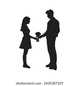 Silhouettes of Romantic Loving Couples