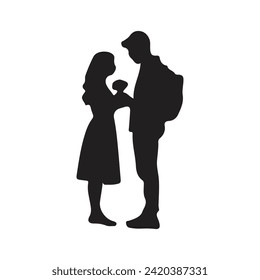 Silhouettes of Romantic Loving Couples