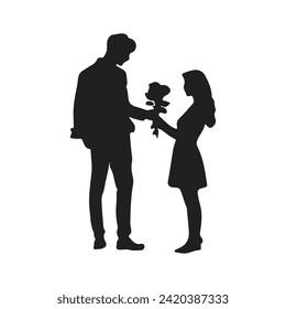 Silhouettes of Romantic Loving Couples