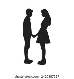 Silhouettes of Romantic Loving Couples