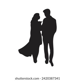 Silhouetten von romantischen Liebespaaren