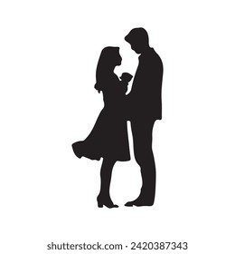 Silhouettes of Romantic Loving Couples
