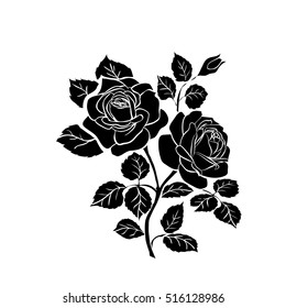 Silhouettes Rose Isolated On White Background Stock Vector (Royalty ...