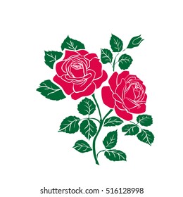 silhouettes of rose isolated on white background. Vector illustration.