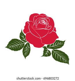 silhouettes of rose isolated on white background. Vector illustration.