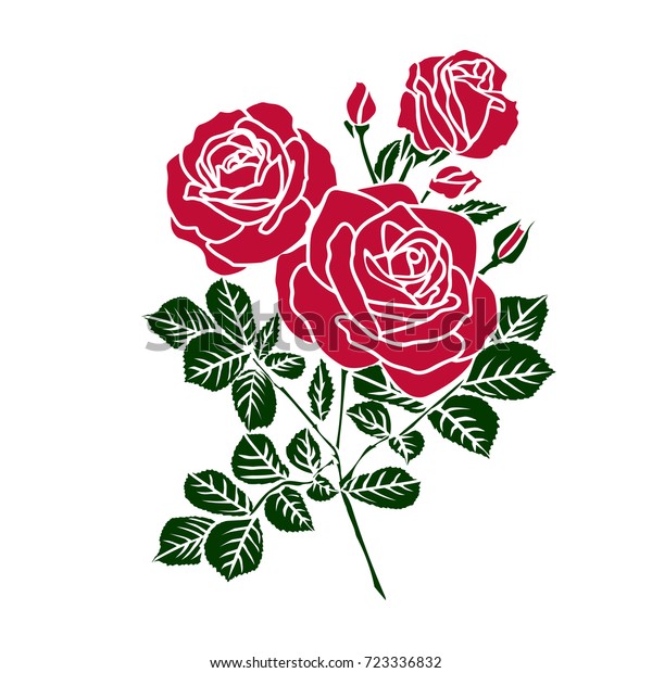 Silhouettes Rose Isolated On White Background Stock Vector (Royalty ...