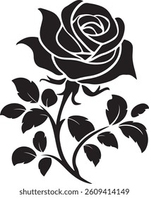 Silhouettes of roses, Vector rose icon. Decorative flower silhouettes for your design

