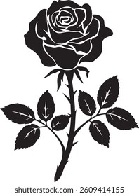 Silhouettes of roses, Vector rose icon. Decorative flower silhouettes for your design

