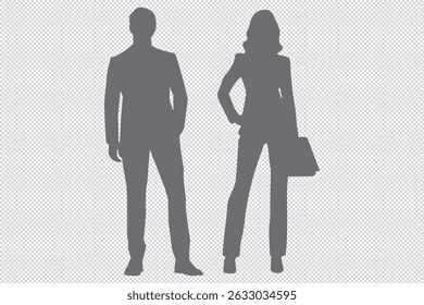 silhuetas em uma fileira de pessoas de negócios isoladas em fundo transparente, traço, uma silhueta de um grupo de pessoas homens de negócios para design e camada sobreposição EPS 10