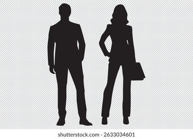 silhuetas em uma fileira de pessoas de negócios isoladas em fundo transparente, traço, uma silhueta de um grupo de pessoas homens de negócios para design e camada sobreposição EPS 10