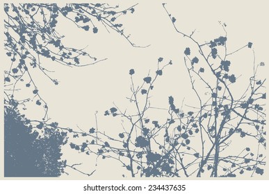 silhouettes of rowan-tree in the forest. detailed vector illustration