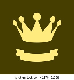 Silhouettes of a royal crown and prize ribbon. Royalty symbol