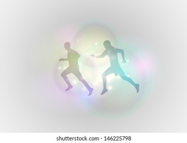 silhouettes of runner on the background