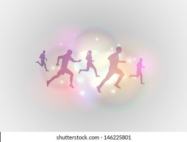 silhouettes of runner on the background