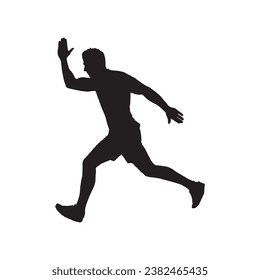 Silhouettes of runner set, running man set, man exercise