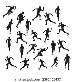 Silhouettes of runner set, running man set, man exercise