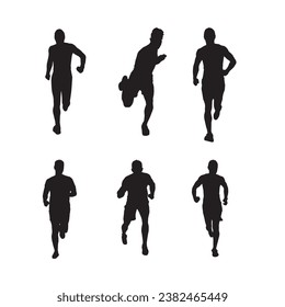 Silhouettes of runner set, running man set, man exercise
