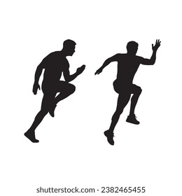 Silhouettes of runner set, running man set, man exercise