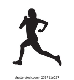 Silhouettes of runner set, woman runner set, woman runner, woman running and woman exercise set