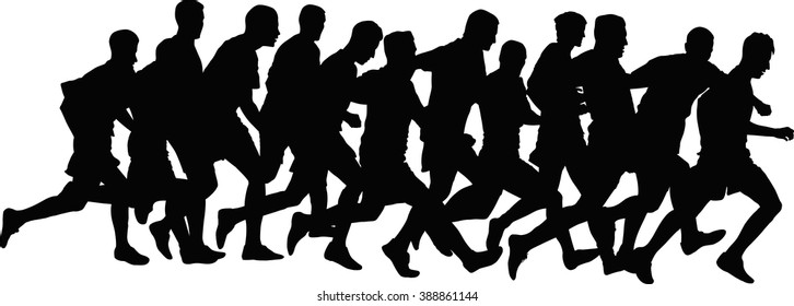 silhouettes of runners